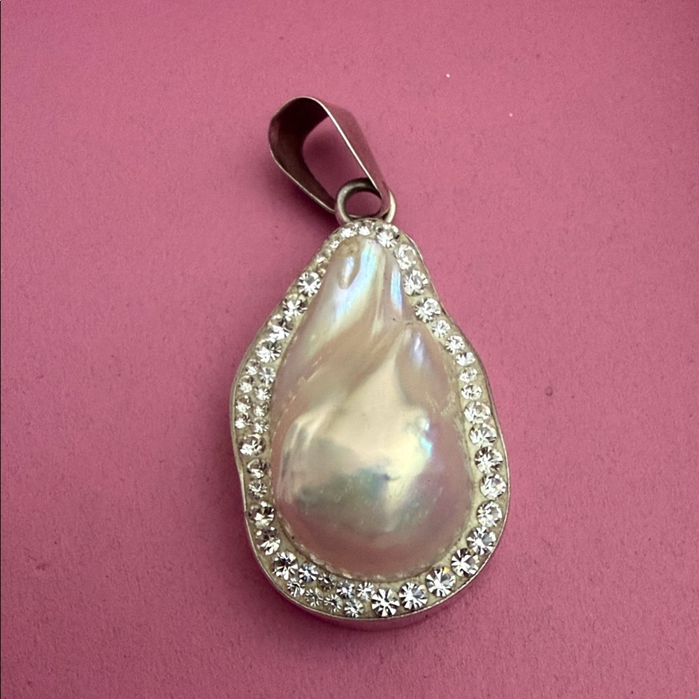 Baroque Natural Pearl 925. Sterling Silver Pendant